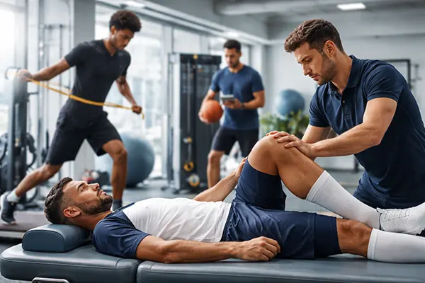 sessão fisioterapia atleta